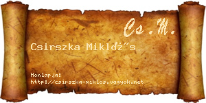 Csirszka Miklós névjegykártya